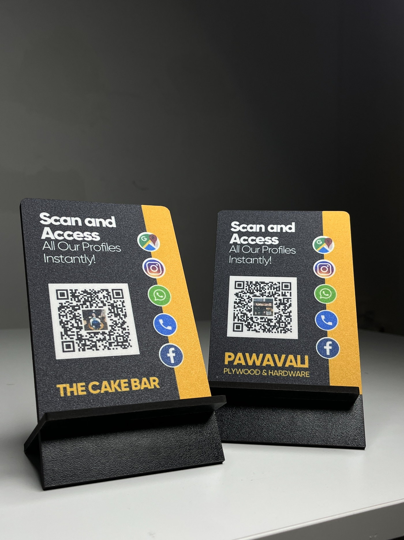 Front view of two ScanEra standees