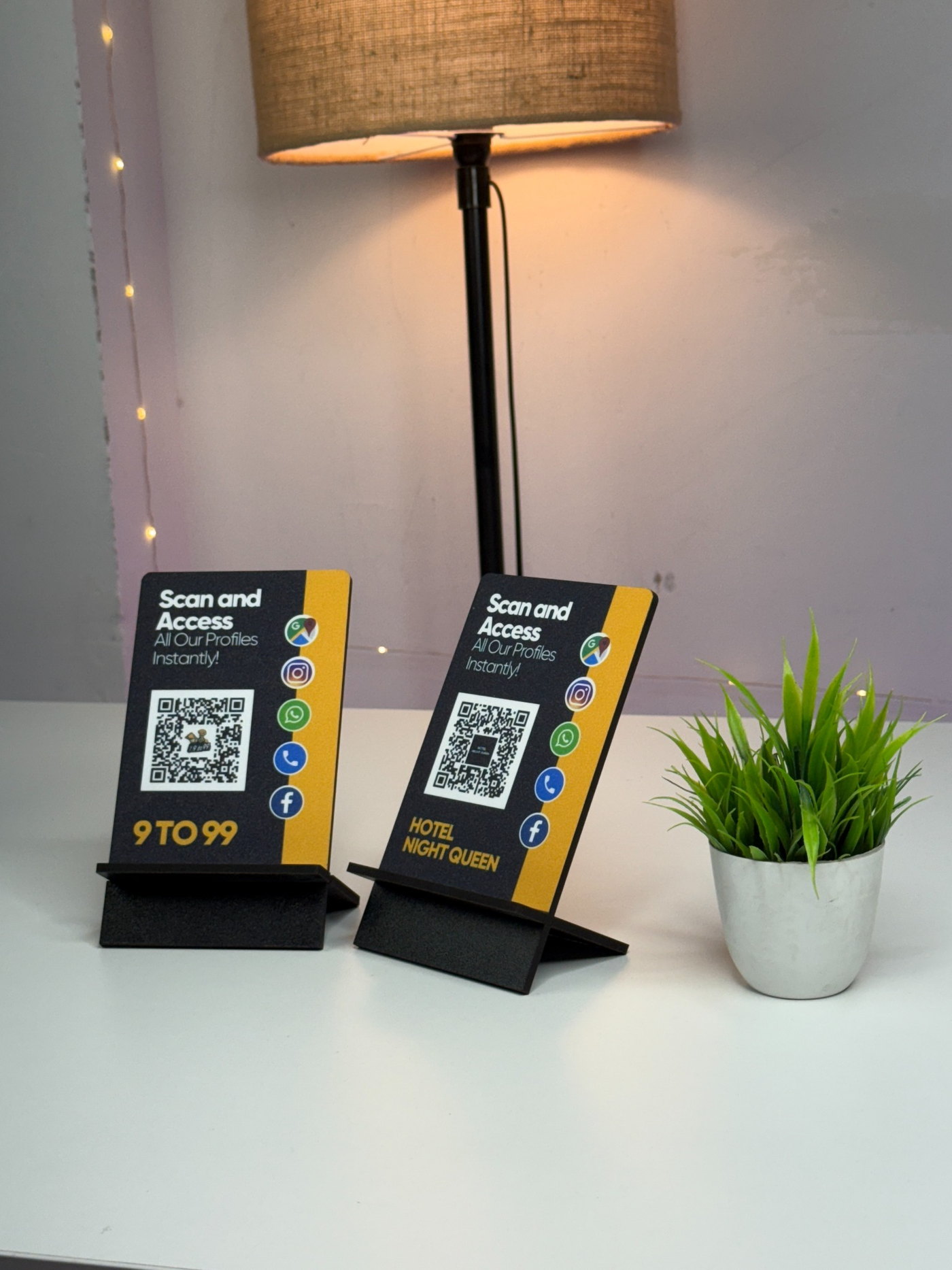 ScanEra standees displayed at a business counter